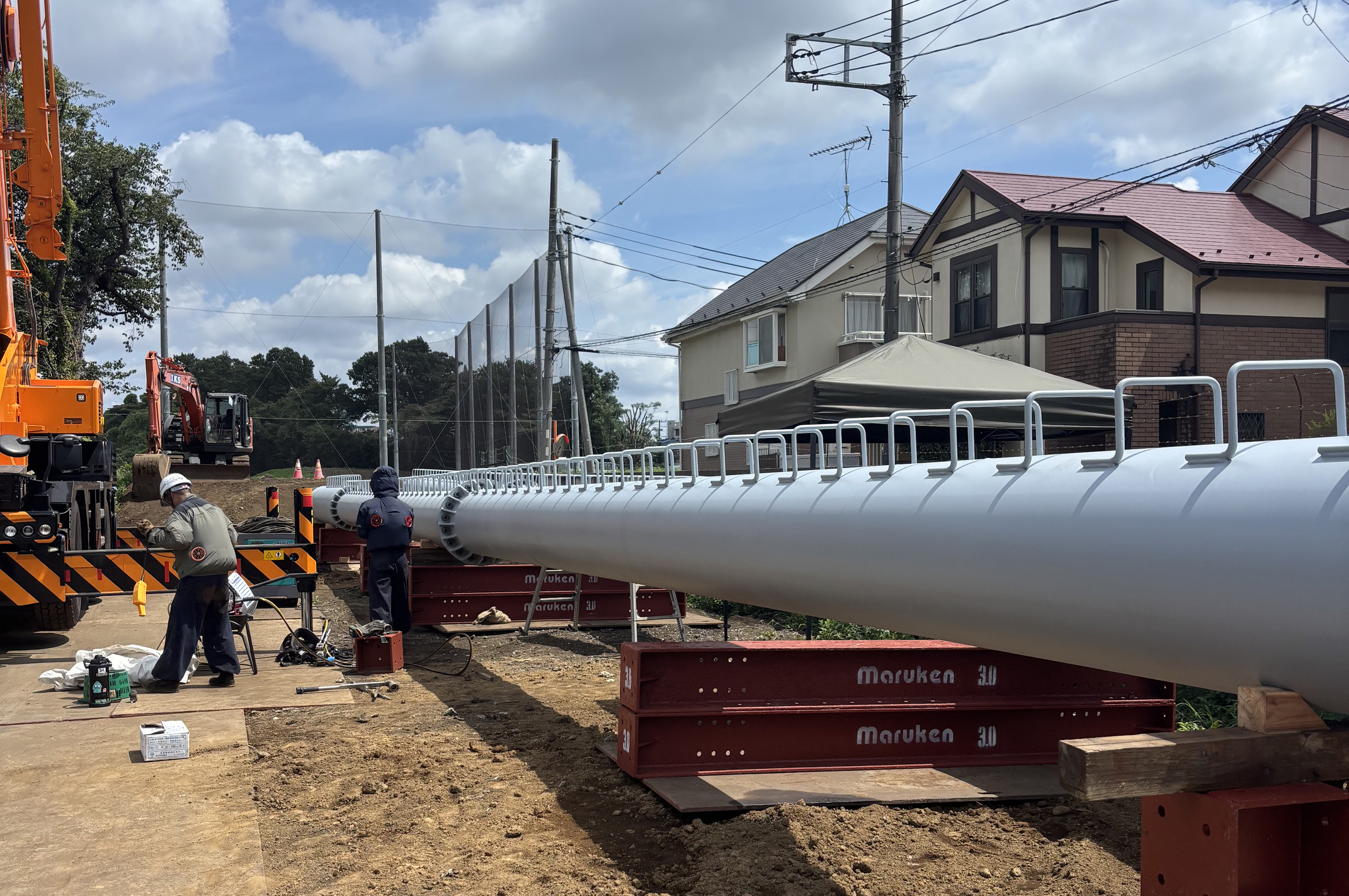鉄骨建て方の施工現場